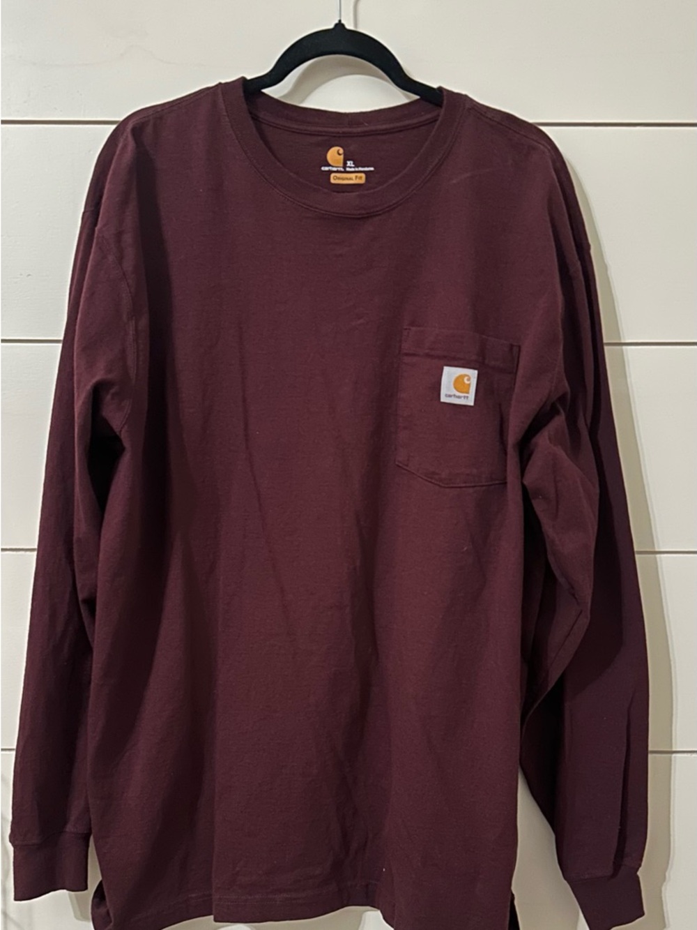 Carhartt Maroon Long Sleeve Pocket Tee